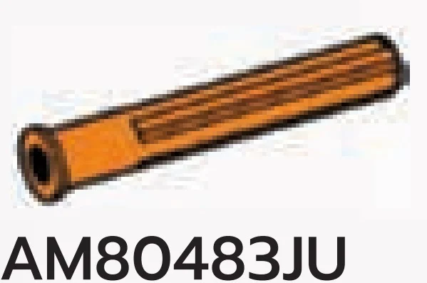 Connector: axle 4 studs long with flared edge in Orange, Smoky