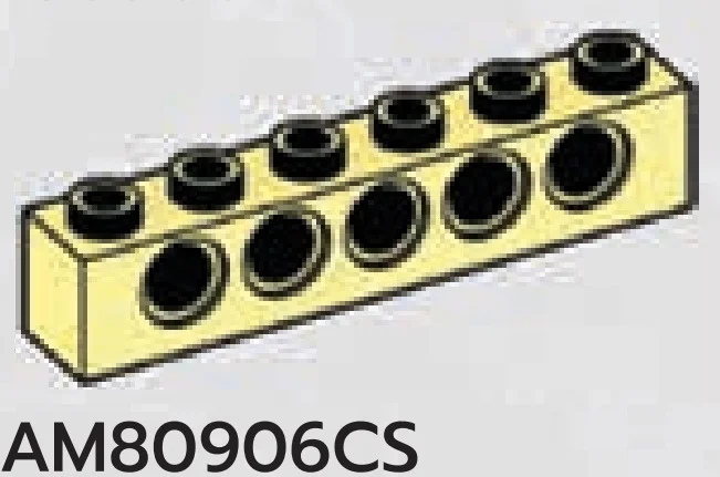 Brick 1 x 6 with holes in Yellow, Pastel