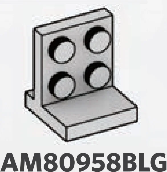 Bracket 2 x 2 vertical plate on 2 x 2 tile in Gray, Dull