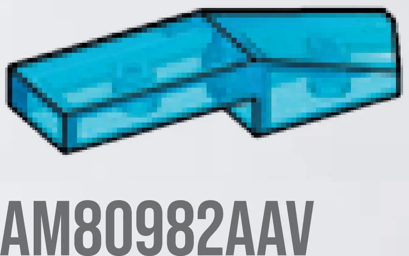 Wedge 1 x 4 with Tapered Edge Right in Blue, Medium (Translucent)