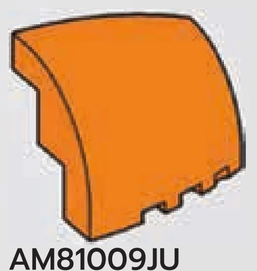 Slope brick 45 2 x 3 skewed forward, left curve in Orange, Smoky