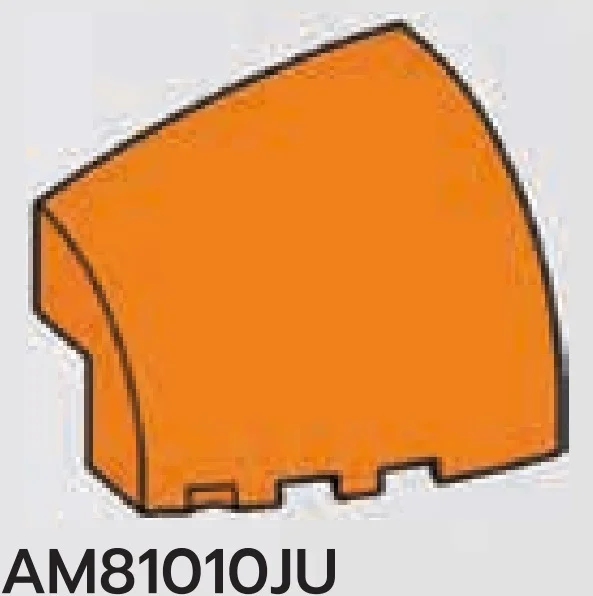 Slope brick 45 2 x 3 skewed forward, right curve in Orange, Smoky