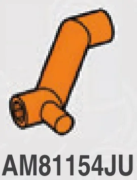 Connector: pipe, small 3 studs long double elbow with side pin in Orange, Smoky