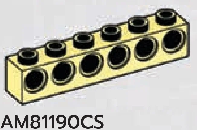 Brick 1 x 6 with 6 holes in Yellow, Pastel