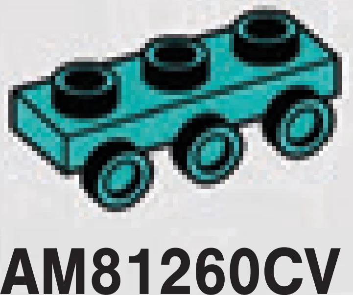 Bracket Plate 1 x 3 with three studs on side, descending in Blue, Aqua