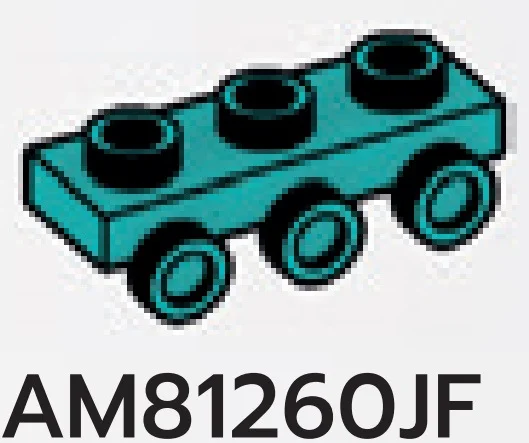 Bracket Plate 1 x 3 with three studs on side, descending in Blue, Robin's Egg