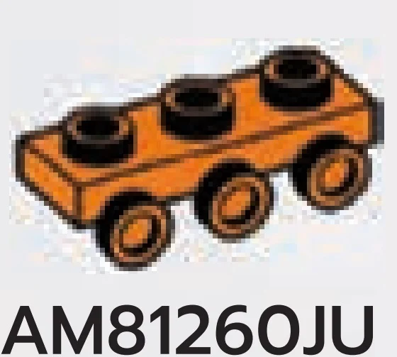 Bracket Plate 1 x 3 with three studs on side, descending in Orange, Smoky