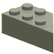 Brick 2 x 4 without corner, left in Red, Flame