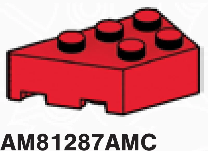 Brick 2 x 4 without corner, left in Red, Flame