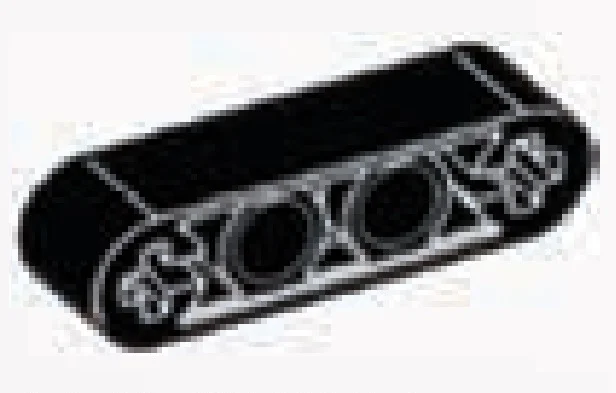 Connector: Liftarm Thick 1 x 4 with 2 pin holes and 2 axle holes in Gray, Dark (Metallic Camo)