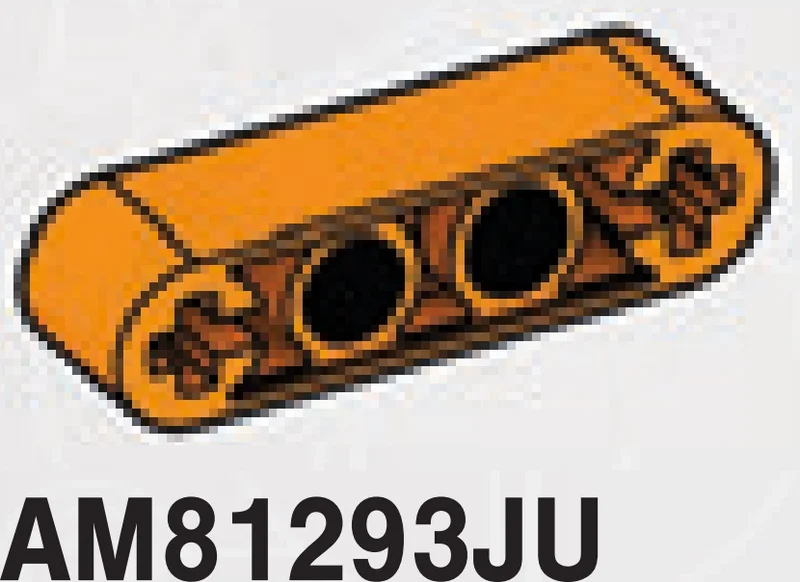 Connector: Liftarm Thick 1 x 4 with 2 pin holes and 2 axle holes in Orange, Smoky