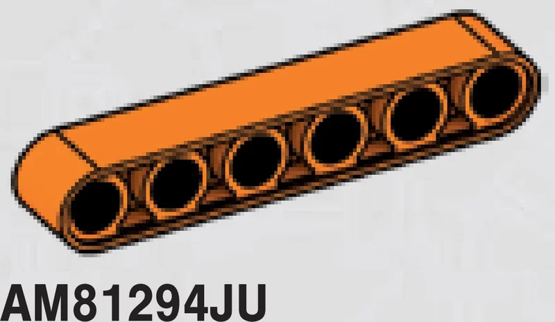 Connector liftarm thick 1 x 6 with 6 pin holes in Orange, Smoky