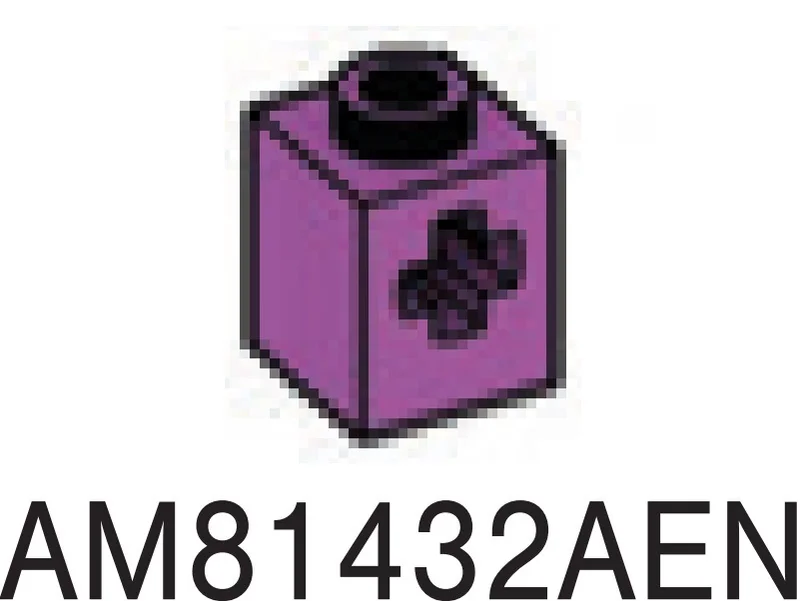 Brick 1 x 1 with cruciform axle hole in Magenta, Rich