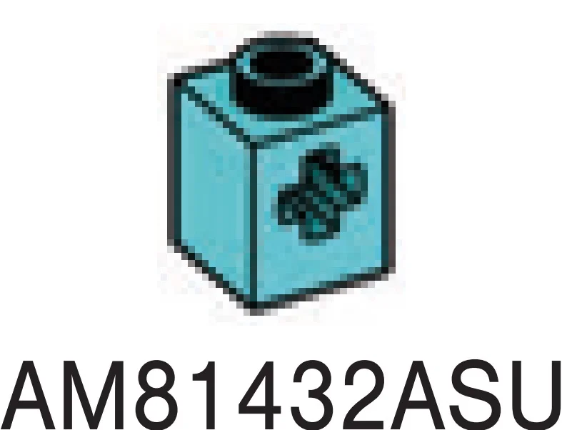Brick 1 x 1 with cruciform axle hole in Teal