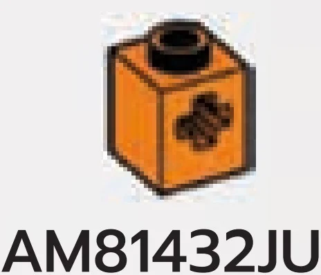 Brick 1 x 1 with cruciform axle hole in Orange, Smoky