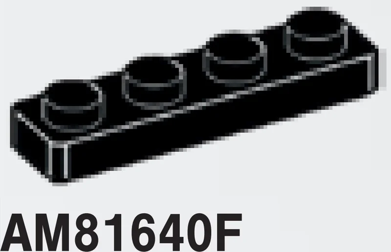 Plate 1 x 4, rubber anti slider with diagonal slats beneath in Black
