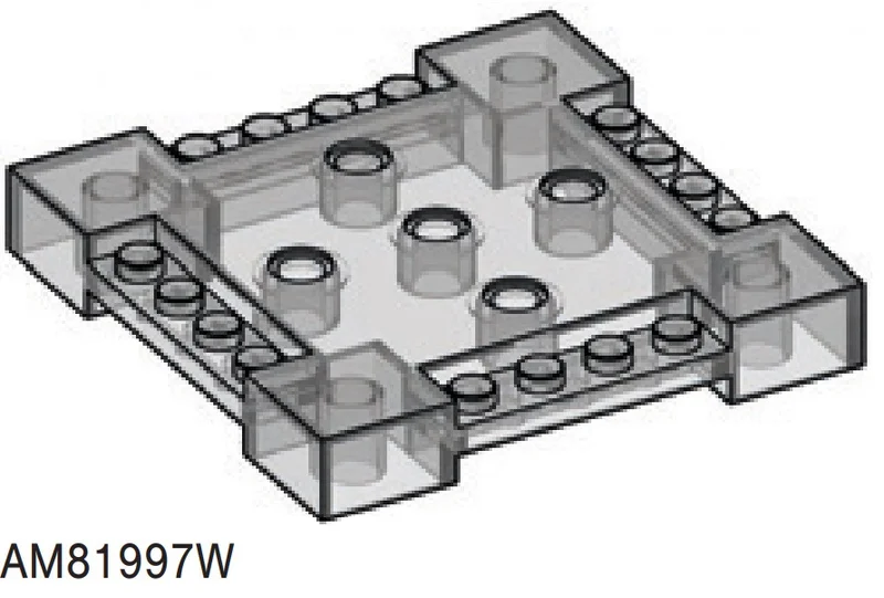 Brick 8 x 8 smooth top surface with studs along edges in Clear (Translucent)