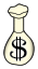 Gear: sack, small with dollar sign in Multicolored