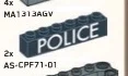 Brick 1 x 6 w/ Printed Police in white
