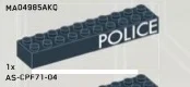 Brick 2 x 10 w/ Printed Police in White - Right