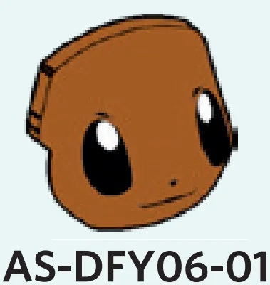 Creature, Pokemon: Eevee face, wide-eyed, on rounded tile slope in Brown, Golden