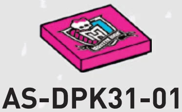 Tile 2 x 2 with Monster High emblem in Pink, Barbie