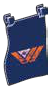 Fixture: flag, dark blue with faded gold inverse chevrons in Multicolored