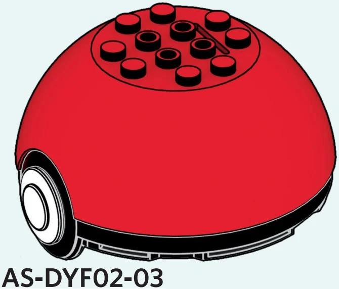 Container: Pokeball 8 x 3 x 8 top, red with black band in Multicolored