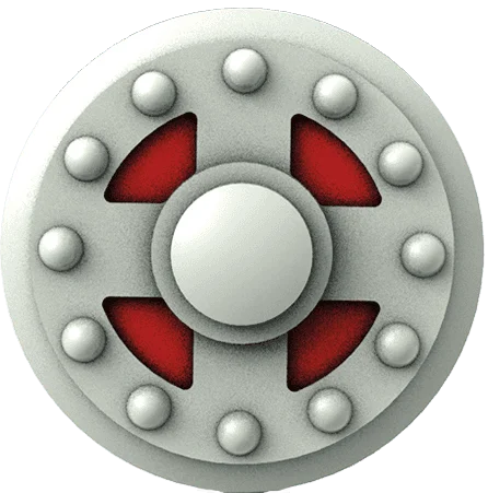 Weapon, Armor: shield, He-Man's buckler with dark red detail in Gray