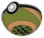 Container: Pokeball 8 x 3 x 8 top, olive w/ light brown spiral in Multicolored