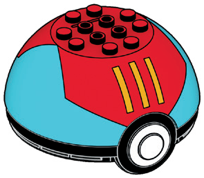 Container: Pokeball 8 x 3 x 8 top, blue and red with 3 yellow stripes in Multicolored
