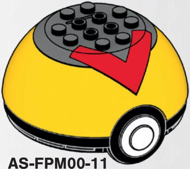 Container: Pokeball 8 x 3 x 8 top, grey top, red V in Yellow, Lemon