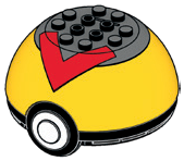 Container: Pokeball 8 x 3 x 8 top, grey top, red V in Multicolored