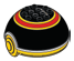 Container: Pokeball 8 x 3 x 8 top, black with white and yellow back and red and yellow crown in Multicolored