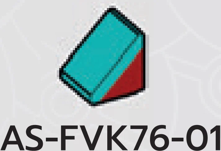 Slope brick 45 1 x 1, red print left in Blue, Robin's Egg