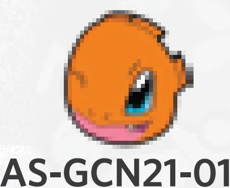 Creature, Pokemon: Charmander face, winking, right eye on rounded tile slope in Orange, Smoky