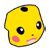 Creature, Pokemon: Detective Pikachu face on rounded tile slope in Multicolored