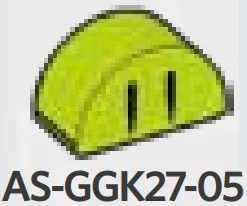 Brick 1 x 2 round top with two vertical black lines on side in Green, Spring