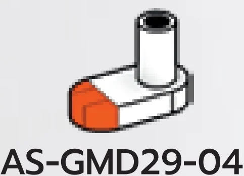 1 x 2 rounded tile with bar tube, MCX orange toes print in White