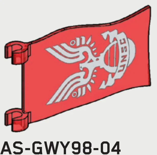 Flag: 1 x 4 x 6 - Trans-Red w/ Printed UNSC Emblem in Multicolored