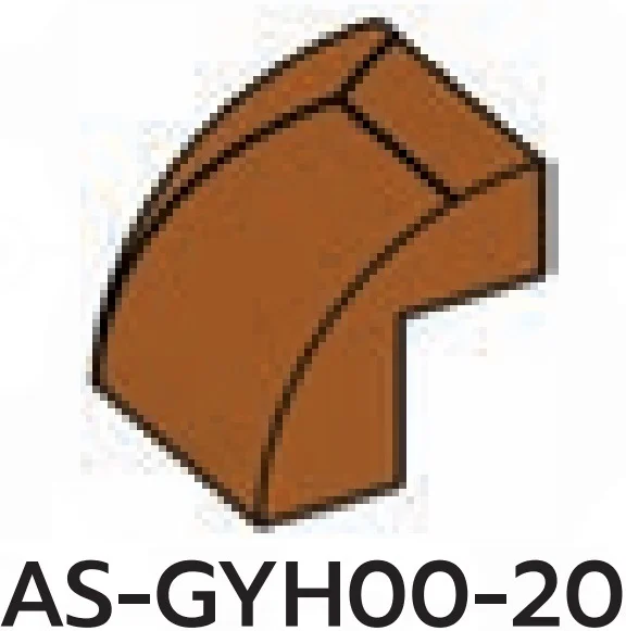 Slope 2 x 2 x 2 with half-curved top, lines print in Brown, Golden