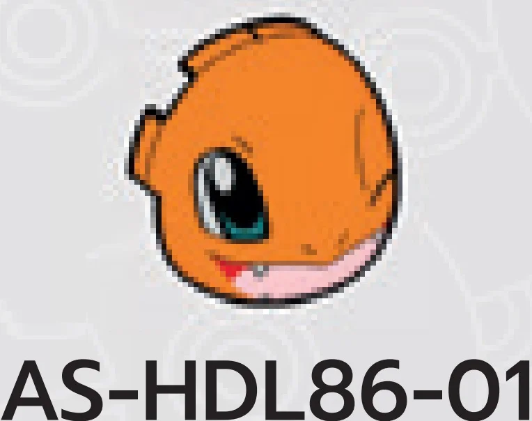 Creature, Pokemon: Charmander face, winking, left eye on rounded tile slope in Orange, Smoky