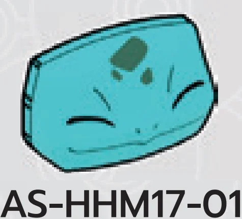 Creature, Pokemon: Bulbasaur face, closed eyes, on rounded tile slope in Teal