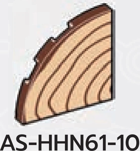 Tile 3 x 3 corner round, wood print in Brown