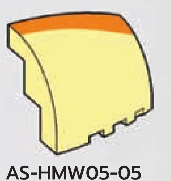 Slope brick 45 2 x 3 skewed forward, left curve with JU orange stripe in Yellow, Pastel