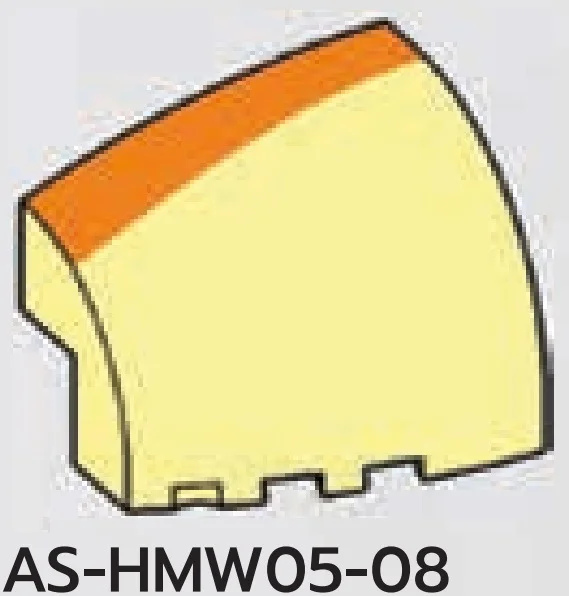 Slope brick 45 2 x 3 skewed forward, right curve with JU orange stripe in Yellow, Pastel