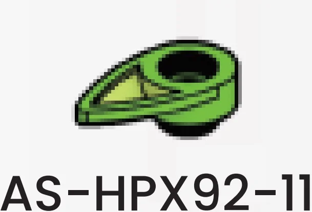 Plate 1 x 1 round with hole and pointed blade, AWD green detail