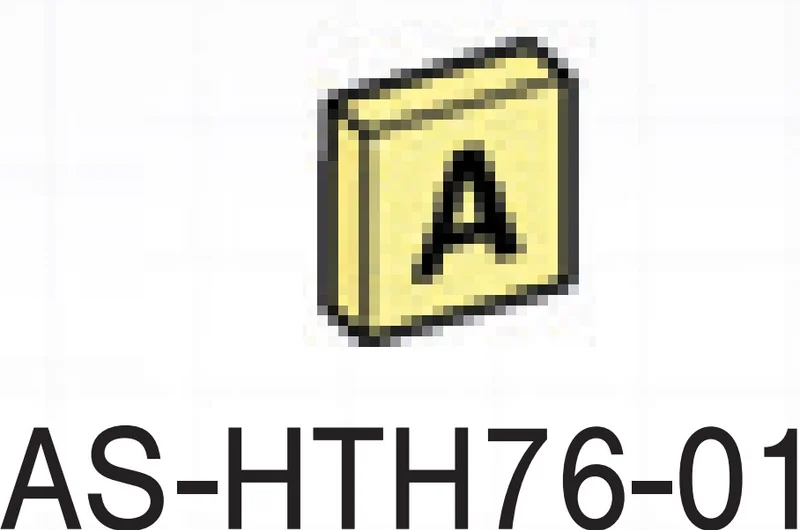 Tile 1 x 1 printed with letter ''A'' in Yellow, Pastel
