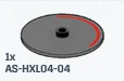Plate Round 4 x 4 round with single stud on 2 x 2 base w/ Red Semi Circle on Edg
