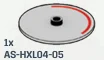 Plate Round 4 x 4 round with single stud on 2 x 2 base w/ Red Semi Circle on Edge